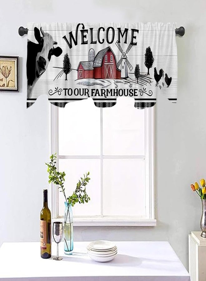 DOTOOMA 54x18 Inches Farmhouse Cow Window Treatment Valance Country Cute Rustic Kitchen Blackout Drapes Bathroom Bedroom Living Room Polyester Fabric Curtains Decorations Supplies - Image 5